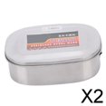 thumbnail image 1 of 2x Rectángulo de Material Acero Inoxidable Kid Student Tiffin Picnic Food Container 2 piezas, 1 of 10