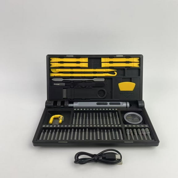 UYJHGFFC Power-operated screwdrivers,Mini Electric Screwdriver, 54 in 1 Precision Screwdriver Set 42 Magnetic Bits, 4 LED, 5 Torque Small Power Screwdriver Cordless -Grey