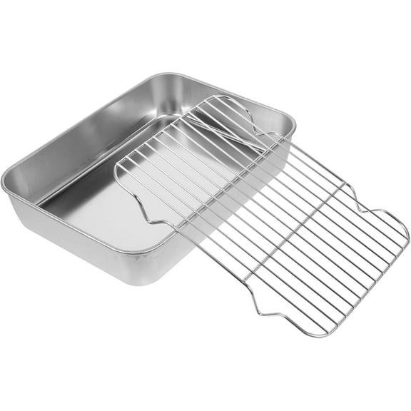 1 Set Grill Pan with Grid Oven, Baking Sheet With Wire Rack, Wire Rack for Baking Sheet,Trays for Baking Roasting Pan,with Rack Baking Tray Oven Pan Stainless Steel Wire Rack Kitchen Supplies Food