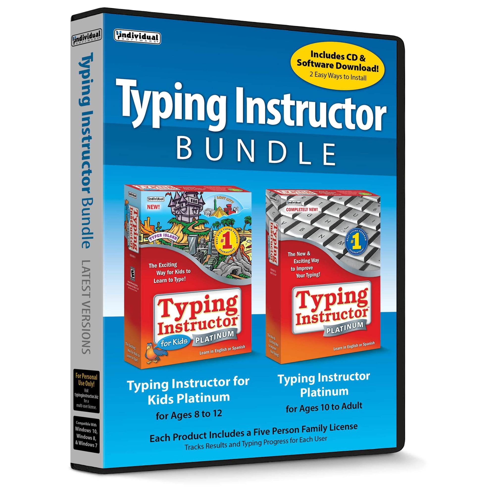 Typing Instructor Bundle: Typing For Kids Platinum & Typing Instructor Platinum, Individual Software, 018527111109