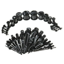 EHJRE 32 Pieces Ear Gauges Stretching Kit Acrylic Plug Taper 14G-0G Expander Black B-Black