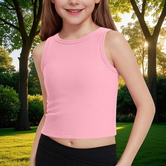 Girls Shirts, Children Inner Layer Summer Children T-shirt Base Shirt Round-Neck Camisoles