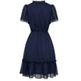 thumbnail image 4 of Womens Short Sleeve V Neck Ruffle Elegant Mini Short Skirt Dresses, 4 of 7