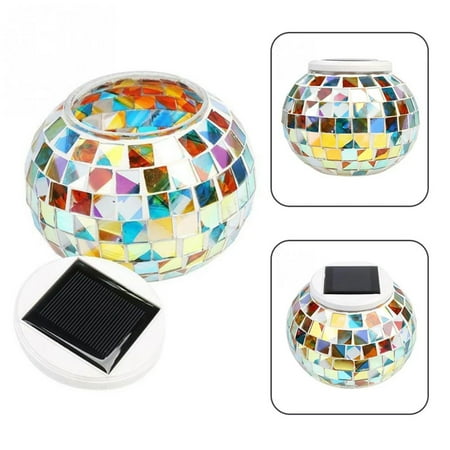 

Toorise Mosaic Solar Light Colorful Glass Ball Solar Table Light with Auto Switch for Indoor or Outdoor Decor no need to install