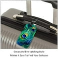 thumbnail image 3 of Square 2Pack PU Leather Peacock Feather Cruise Luggage Tag with Privacy Cover and Name ID Tag for Travel Handbags Backpacks Luggage Tags, 3 of 6