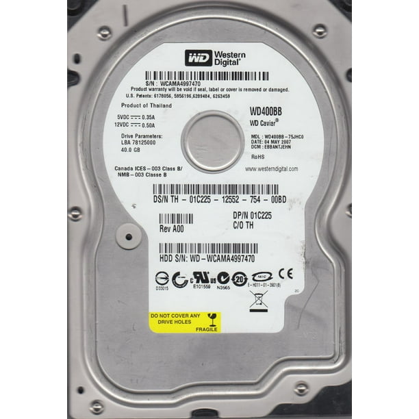 Wd400bb 75jhc0 Dcm Ebbantjehn Western Digital 40gb Ide 3 5 Hard Drive Walmart Com Walmart Com