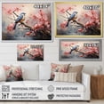 thumbnail image 4 of Designart "Flight of Cherry Blossoms and Bird in Japan I" Animals Framed Wall Art Decor - Farmhouse Pink Bird Floral Entryway Framed Wall Art, 4 of 6