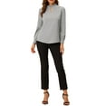 thumbnail image 2 of MODA NOVA Juniors Stand Collar Pleated Button Keyhole Button Blouse, 2 of 5
