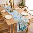 thumbnail image 3 of Table Runner 70 Inches Long for Kitchen Dining, Easter Dresser Scarf Farmhouse, Dining Table Decorations for Wedding/Parties, Turquoise Truck Eggs Gnomes Rabbit Wooden Grain 13 x 70 In, 3 of 8