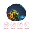 thumbnail image 5 of Kdxio Playful Colorful Dragons Flowers Print Shower Cap for Women,Elastic and Reusable,Double Waterproof Layers Bathing Hat, 5 of 6