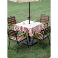 thumbnail image 4 of Outdoor Tablecloth with Umbrella Hole for Patio/Picnic/Party/Camping, Nautical Coastal Waterproof Table Cloth Square Cover Washable, Red Marine Starfish Coral Summer Ocean (54"x 54"), 4 of 8