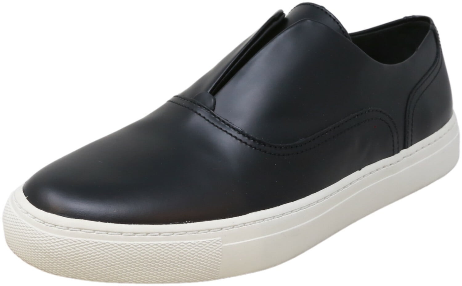 vince black leather slip ons