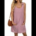 thumbnail image 1 of Vestido de Verano para Mujer, Sin Mangas, con Bolsillos, Informal, Corto, Corte A, Cuello Redondo, 2025, Rojo, Talla M, 1 of 9
