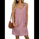 thumbnail image 1 of Vestido de Verano para Mujer, Sin Mangas, con Bolsillos, Informal, Corto, Corte A, Cuello Redondo, 2025, Rojo, Talla M, 1 of 9