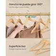 thumbnail image 2 of SONGMICS Perchas de Madera, Juego de 30, Delgada, Muescas en Hombros, para Pantalones, Gancho Giratorio 360°, Ahorra Espacio, Beige Natural MCRW030K01, 2 of 7