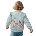 thumbnail image 3 of Xoenoiee Robin Cherry Blossom Print Toddler Baby Girl Long Sleeve Ruffle Sweatshirt Crewneck Pullover Tops Basic Oversized Sweater Shirts Kid Fall Clothes, Size 7-8 Years, 3 of 7