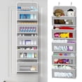 thumbnail image 1 of Kisportee Organizador de Bolsillo sobre la Puerta, Clóset Colgante de Tela con 5 Bolsillos, Bolsa de Almacenamiento con Ventana Transparente para Despensa, Cuarto de Bebé, Baño, Clóset de Baño,, 1 of 10
