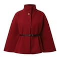 thumbnail image 4 of UJNDER Elegant Women's Winter Wrap Cloak Coat with Waist Strap Fashionable Temperament Solid Color Woolen Red, 4 of 9