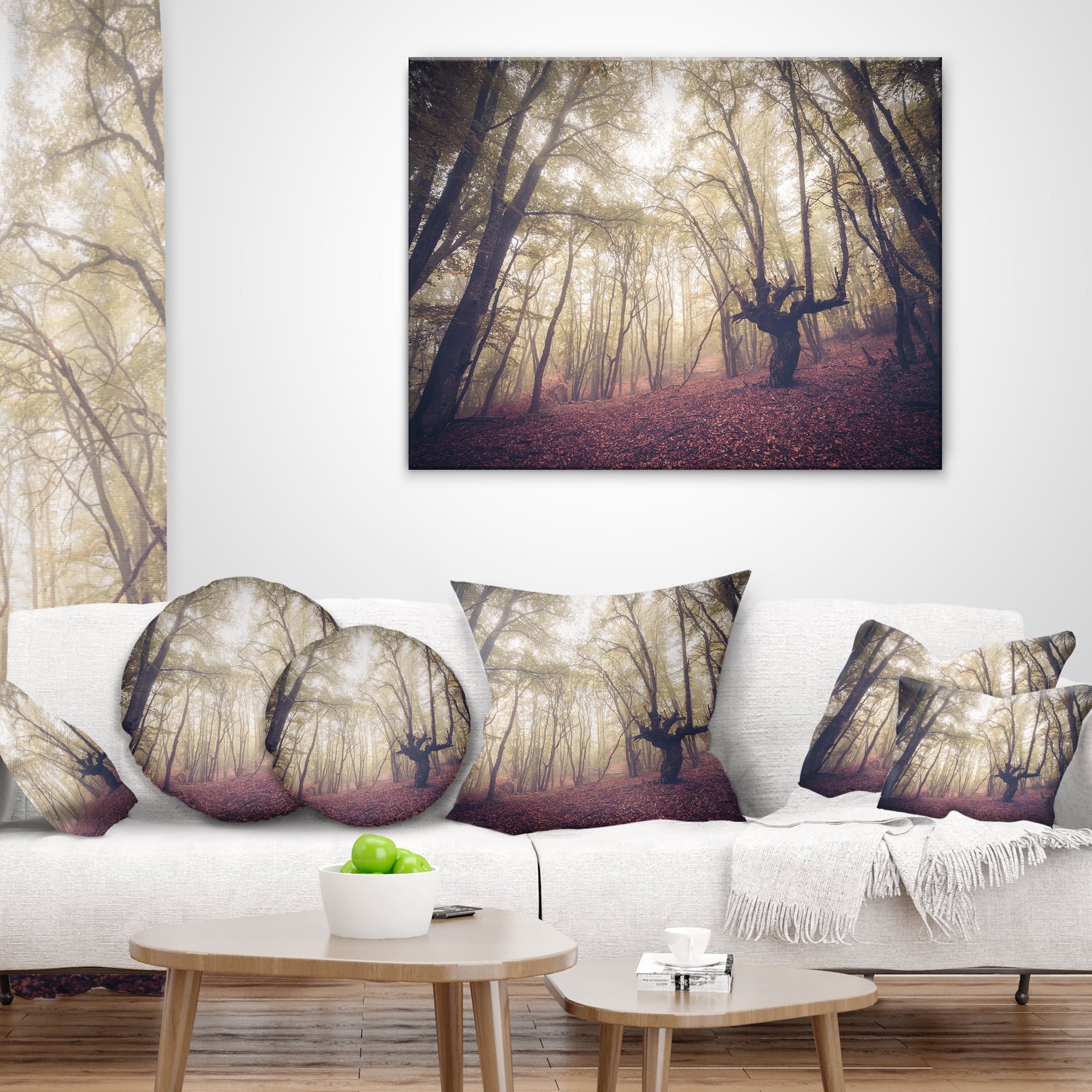 Designart High rise Trees in Forest - Landscape Photography Throw Pillow - 12x20