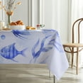 Chilfamy Rectangle Dining Tablecloth - Blue Tropical Fish Pattern Print ...