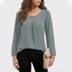 thumbnail image 5 of Camisas de Manga Corta para las Mujeres Casual Color Sólido Blusas Plisadas, Moda Cuello Redondo Tops de Verano para la Fiesta, 5 of 8