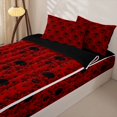 thumbnail image 3 of Homewish Bohemian Skull Skeleton Zipper Full Size Comforter Sets with Fitted Sheet and 2 Pillowcases,Vintage Red Damask Zipper Bedding Set,Halloween Bed Set,Black Reversible,4pcs, 3 of 8