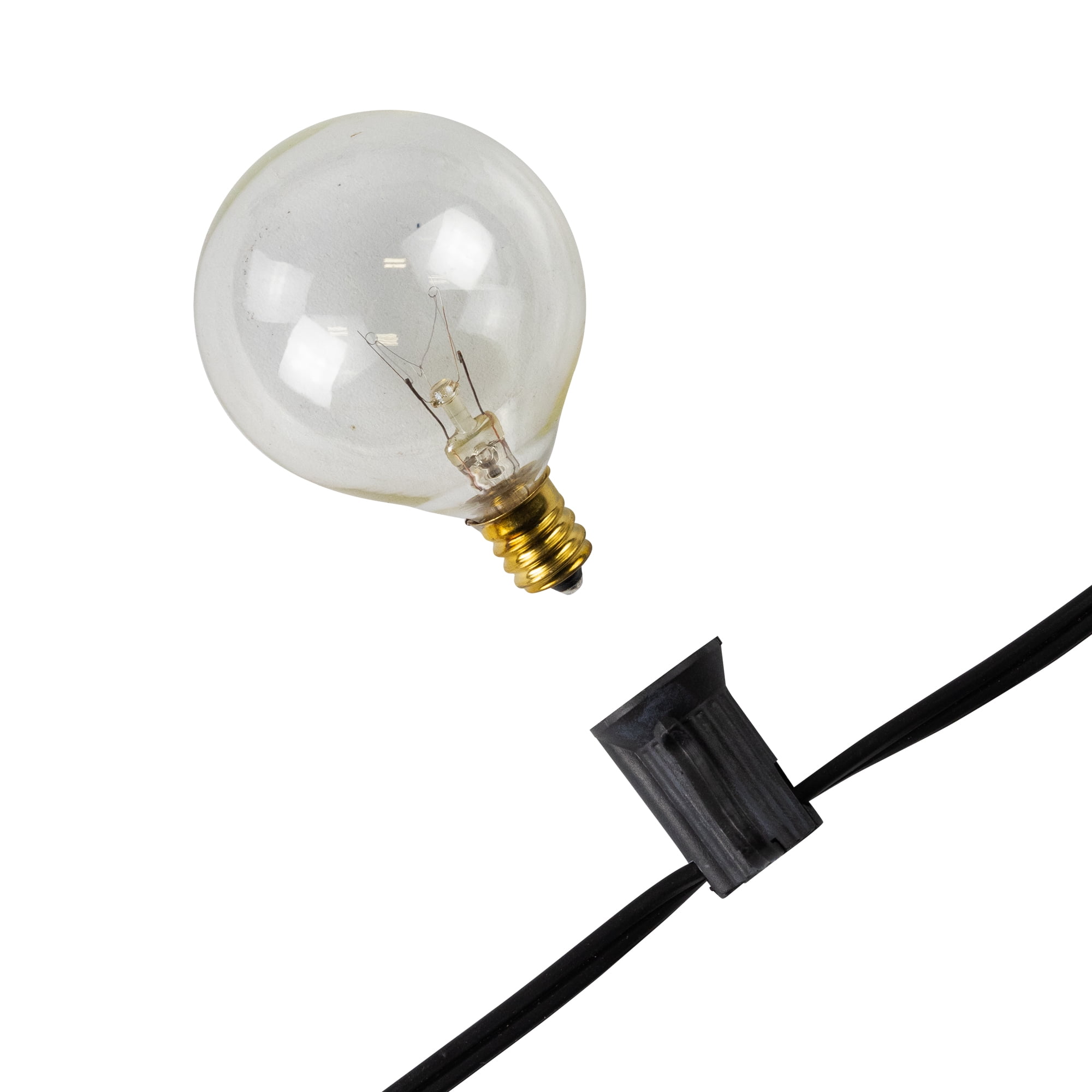 10-Count Clear G50 Globe Christmas Light Set, 9ft Black Wire