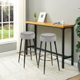 thumbnail image 6 of Duhome Elegant Lifestyle Backless Bar Stools Set of 2, Velvet Barstools Bar Height Round Stool Kitchen Island Stool, Gray, 6 of 11