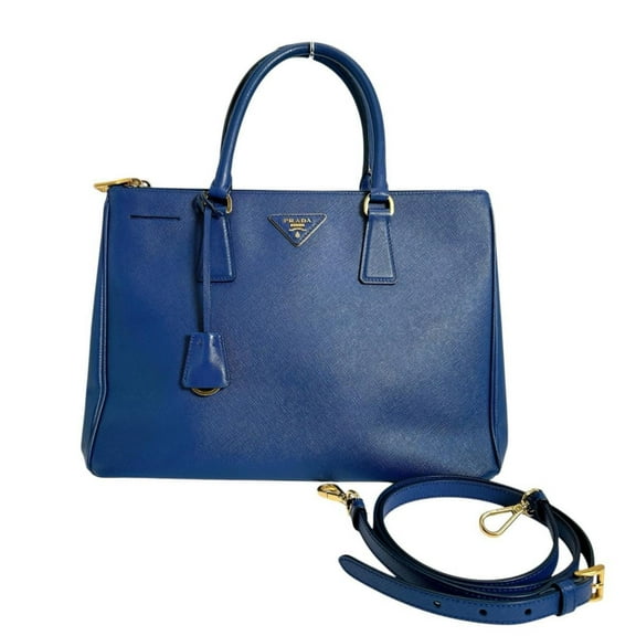 Pre-Owned Prada Sapphiano Galleria Leather Handbag Shoulder Bag 1BA786 Blue (Good)