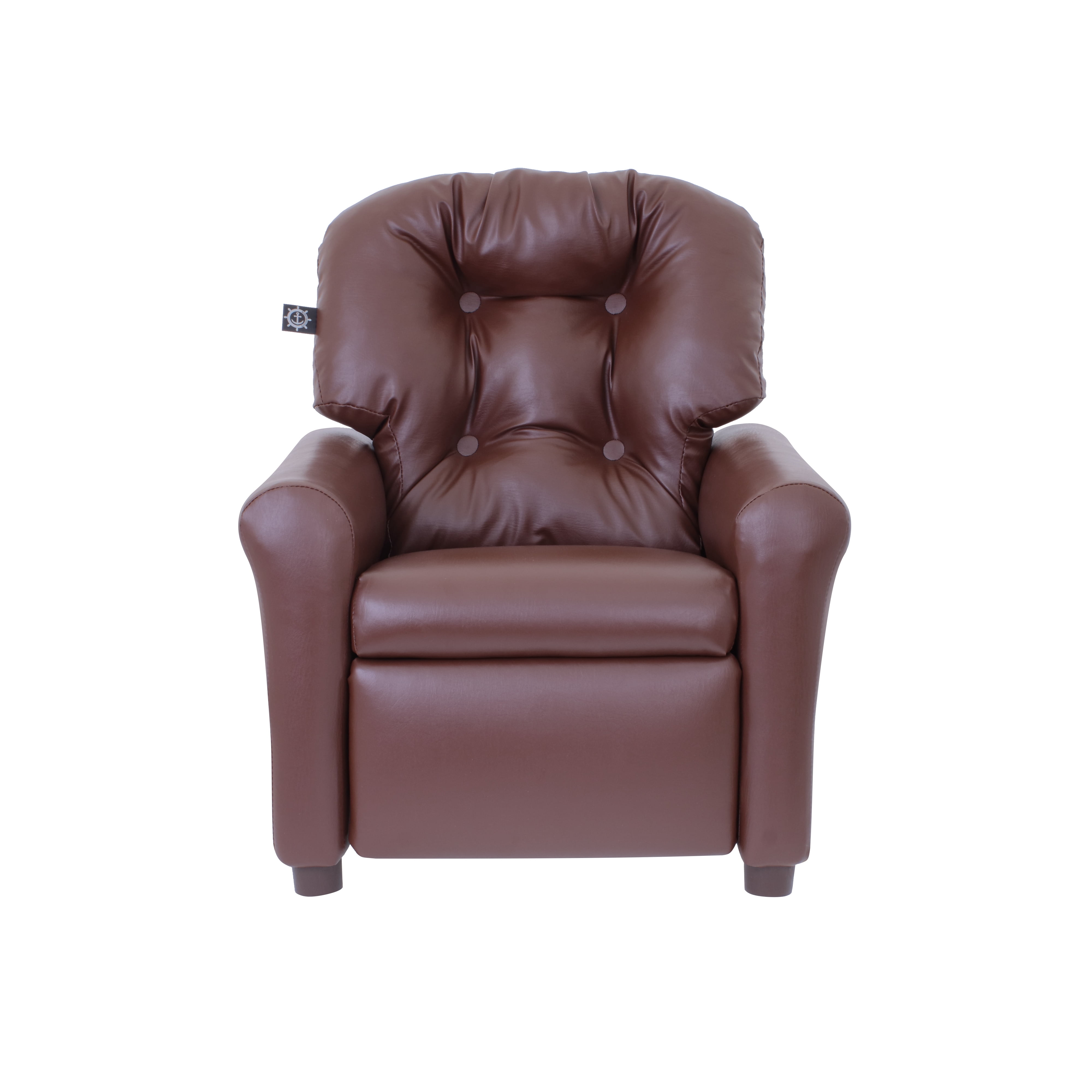 The Crew Furniture Traditional Kids Recliner, Toddler Ages 1-5, PU Faux Leather Brown
