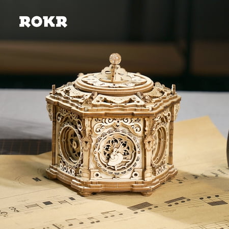 ROBOTIME Wooden 3D Puzzle - Secret Garden Music Box DIY Wooden Toys Model Kits to Build DIY Building Model Craft Kits for Home Decor Gifts for Teens Adults