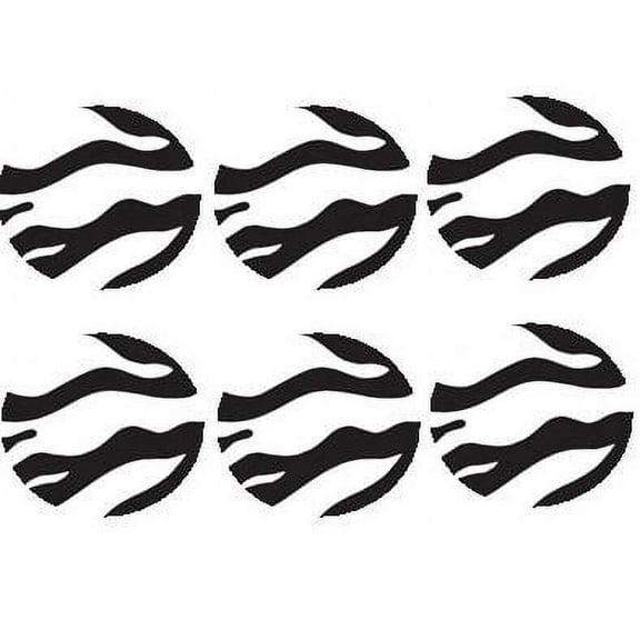 12 - 2 inch Black and White Zebra Edible Cupcake Decoration Image