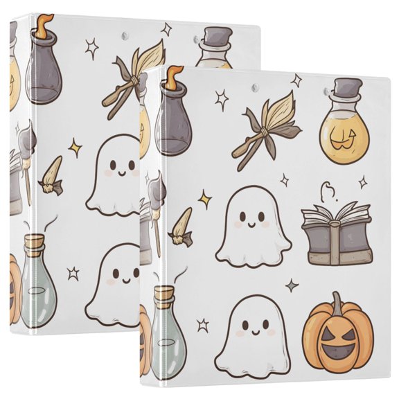 FORMRS 3 Ring Binder 1.5 inch with Pockets Set of 2 Clip Board 200 Sheets Capacity, Magical Halloween Ghost