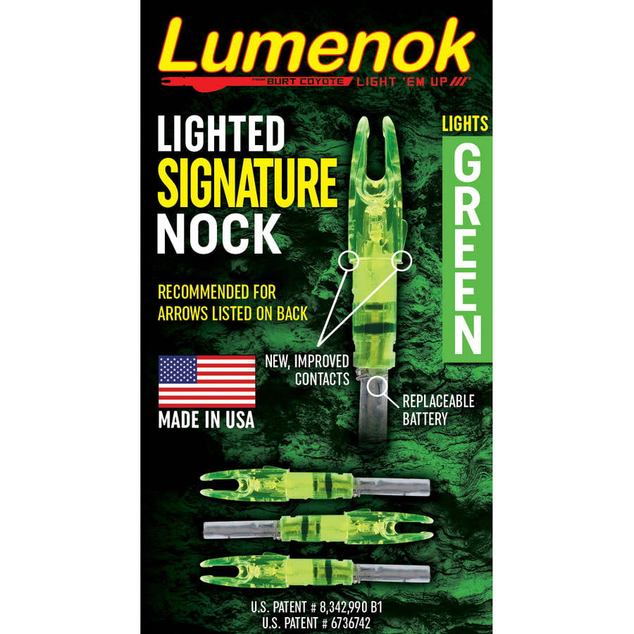Burt Coyote Lumenok Lighted Nock H Green 3 Pack H3G #00063 