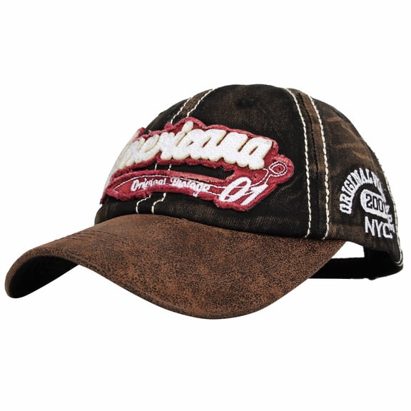 WITHMOONS Baseball Cap Dad Hat Distressed Vintage Cotton KZ10036 (Darkbrown)