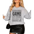 thumbnail image 3 of Game Day Sweatshirt for Women Striped Distressed Football Crewneck, Black on Gray Sweatshirt, L, 3 of 8