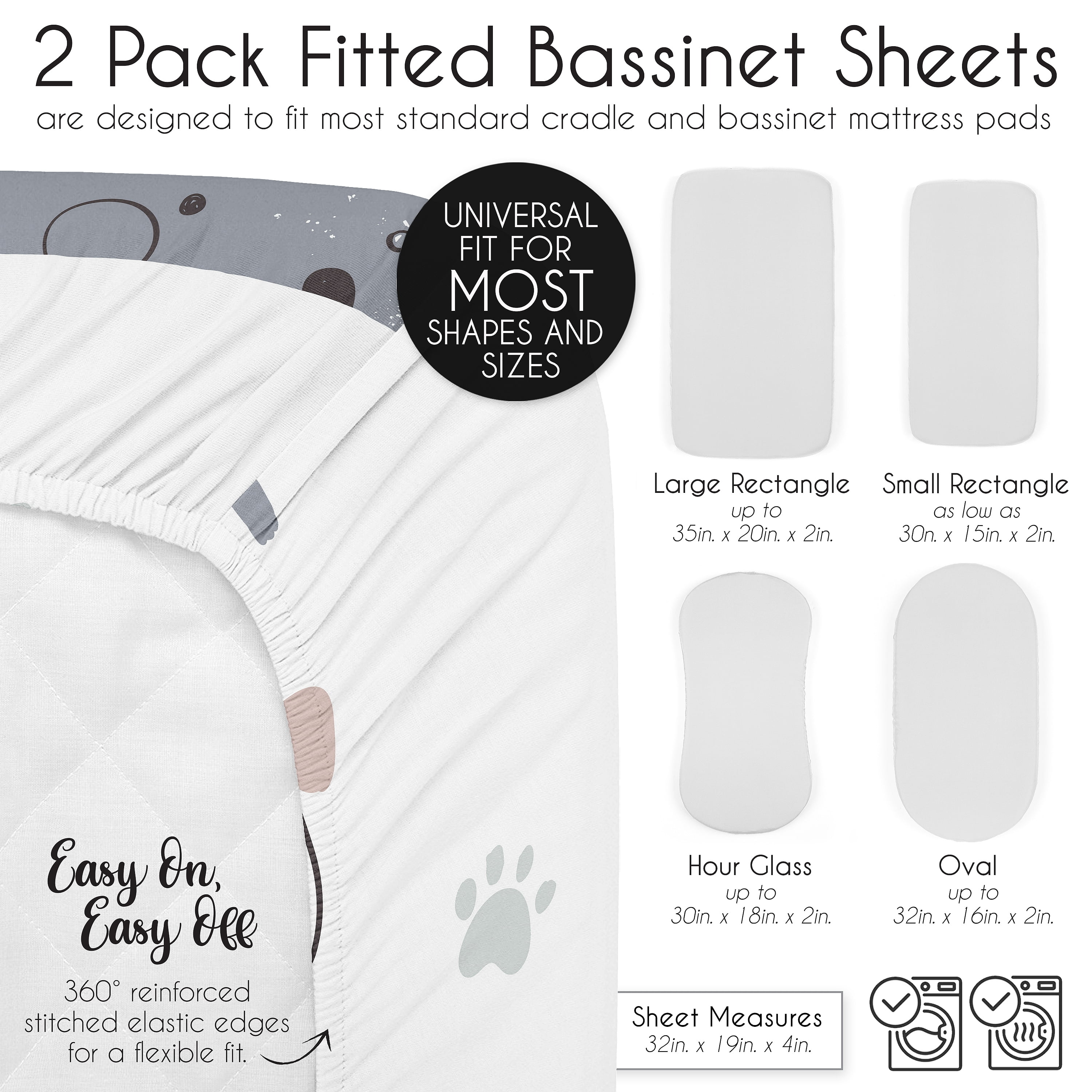 Sweet Jojo Designs Cartoon Puppy Boy, Girl, Unisex/Gender Neutral Baby Bassinet Fitted Sheets Set 2 Piece