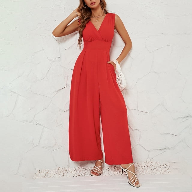 MKLEKYY Vêtements d'Automne pour Femmes Tendance 2024 Combinaison Sans Manches Mode Été Robe Décontractée Khaki Pantalon Extensible