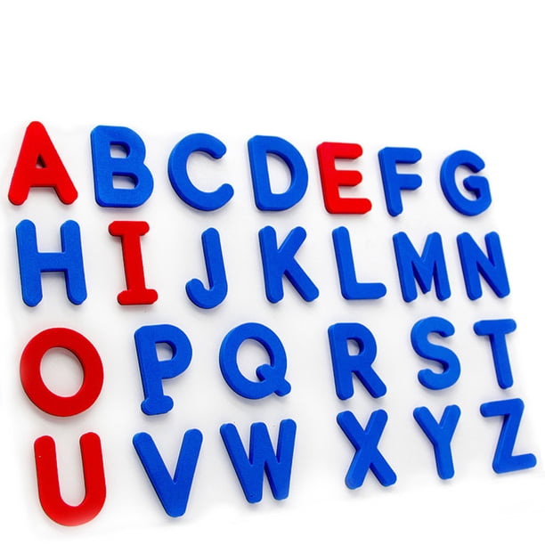 Juguetes de piscina, juguetes para bebés, juguetes para niños pequeños. Juego de pegatinas magnéticas con el alfabeto inglés rojo y azul para el aprendizaje temprano y el juego educativo infantil.