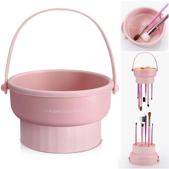 Limpiador de brochas de maquillaje 3 en 1 de silicona GOLIKEE Pink