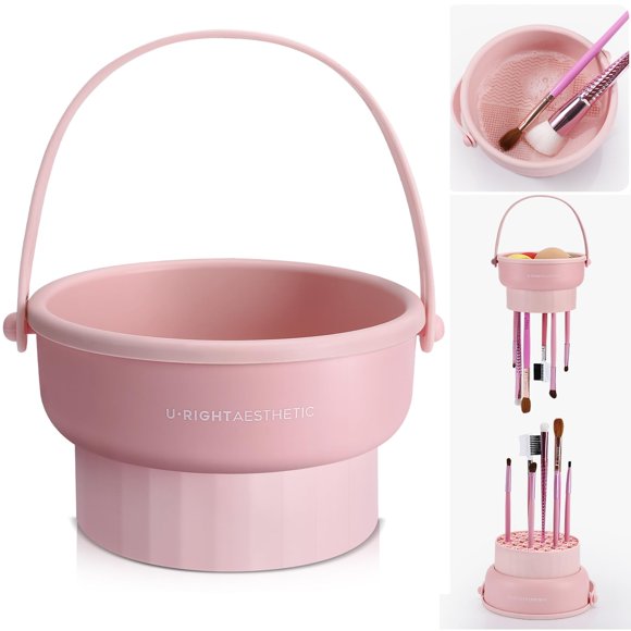 Limpiador de brochas de maquillaje 3 en 1 de silicona GOLIKEE Pink