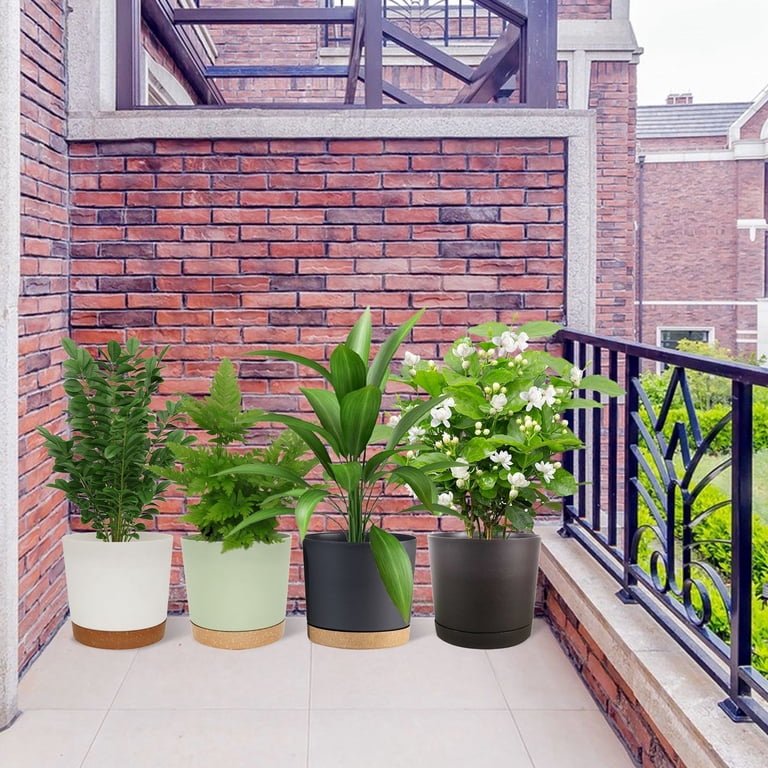 Flag Day Clearance Plant Pots for Indoor Plants, 2 Pack 8 Inch Plastic  Flower Pot Planters with Drainage Saucer for Indoor Outdoor Garden Home