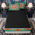 thumbnail image 4 of Erosebridal Dark Green Mandala Zipper Queen Comforter Set with Fitted Sheet and 2 Pillowcases,Colorful Ethnic Motif Zipper Bedding Set,Black Reversible,4 Pieces, 4 of 7