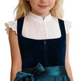 thumbnail image 4 of THDHVS Girls Shirts,Lace Flower Hollow Out Ruffle Trim Short Sleeve Crop Top Oktoberfest Wear for Girls,Girls Tops White 9-10 Years, 4 of 6