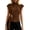 Brown, variant on Womens Elegant Belted Tops Mock Neck Cap Sleeve Blouse Gold Buckle Waist Tie Self Tie Fitted Business Casual Office Work Shirt