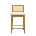 thumbnail image 3 of Tobias Coastal Modern Wood Counter Height Kitchen Bar Stool in Amber Glow Finish with White Boucle Fabric Upholstered Seat - Set of 3, 3 of 5