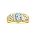 thumbnail image 1 of RYLOS Men's Rings 14K Yellow Gold Classic 7X5MM Oval Gemstone & Diamond Ring Aquamarine March Birthstone Rings For Men Size 9, 1 of 7