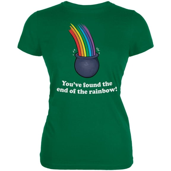 St. Patrick's Day End of the Rainbow Kelly Green Juniors Soft T-Shirt - Small