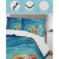 thumbnail image 4 of Quilts Full Size Bedding Set, Summer Santa Lightweight Quilted Comforter, Blue Ocean Oil Painting Swimming Ring Soft Reversible Bedspread Coverlet with Pillow Covers for All Season, 78" x 90", 4 of 7