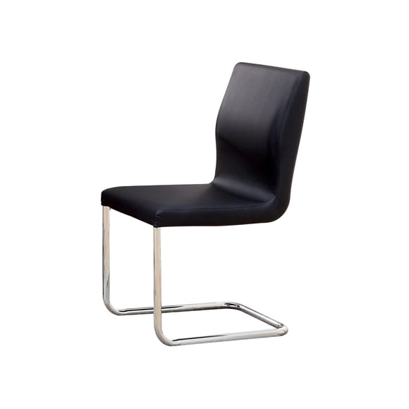 Bowery Hill Chaise de Salle à Manger en Similicuir, Fini Noir (Ensemble de 2)